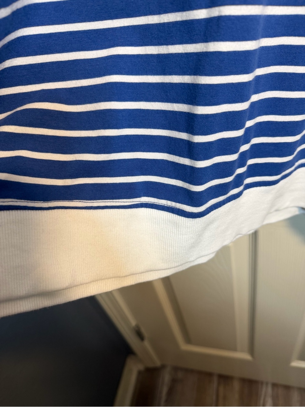 Women’s Zenana Blue & White Striped Crewneck Sweatshirt, size Large - Picture 10 of 10